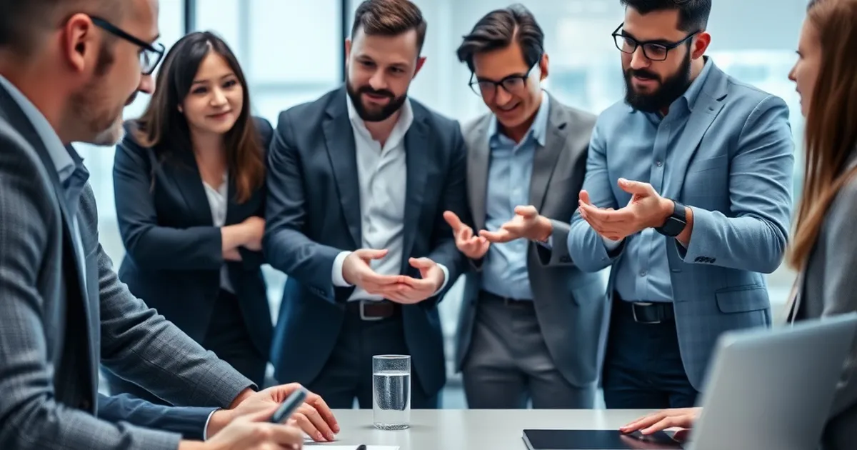 Equipo corporativo trabajando en una sesión de brainstorming