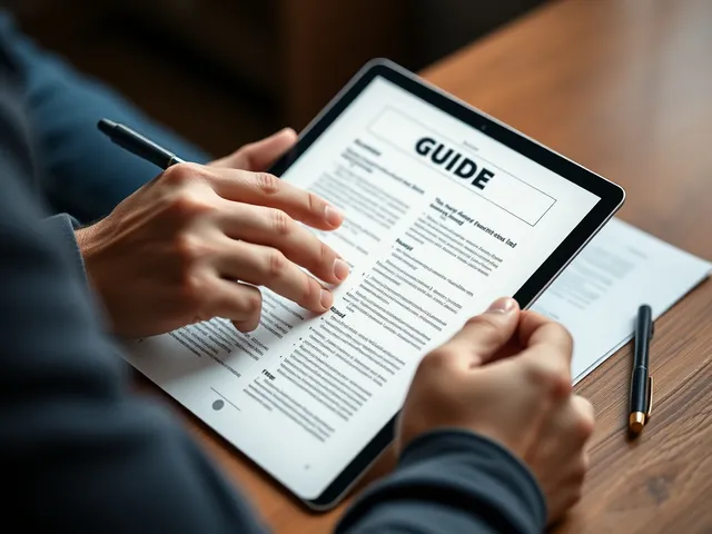Persona revisando una guía en PDF en una tablet.