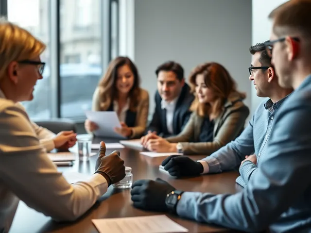 Reunión de negocios exitosa discutiendo estrategias de contenido