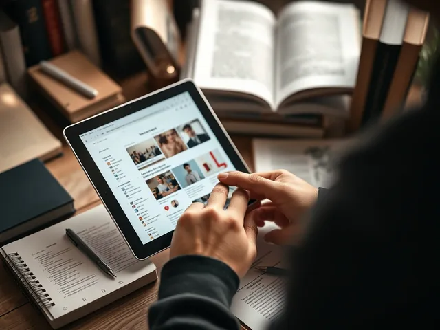 Persona curando contenido en una tablet
