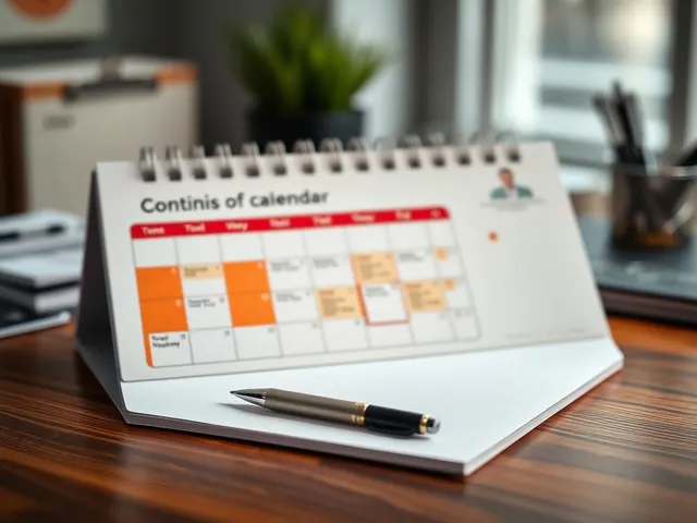 Imagen de un calendario editorial en un escritorio Imagen de un calendario editorial en un escritorio