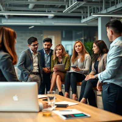 Grupo de profesionales discutiendo estrategia de contenido. Grupo de profesionales discutiendo estrategia de contenido.