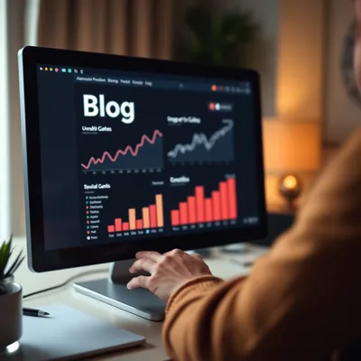 Interfaz de un blog con gráficos de crecimiento. Interfaz de un blog con gráficos de crecimiento.