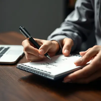 Persona escribiendo títulos magnéticos