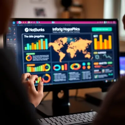 Infografía visualmente atractiva en pantalla de computadora