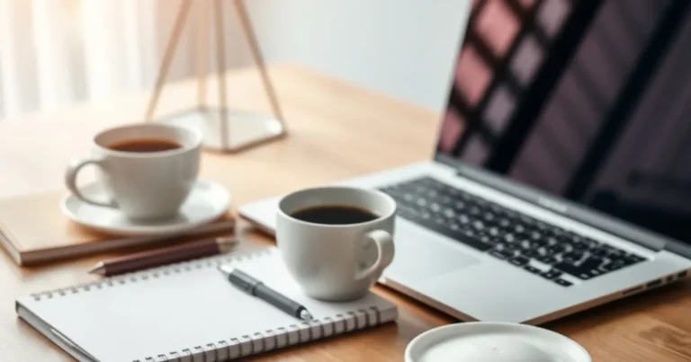 Espacio de trabajo elegante con laptop y cuaderno