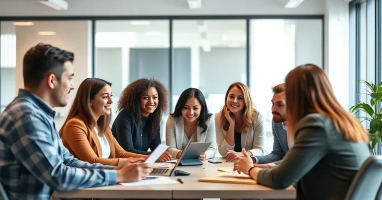 Grupo diverso de profesionales trabajando en ideas de contenido