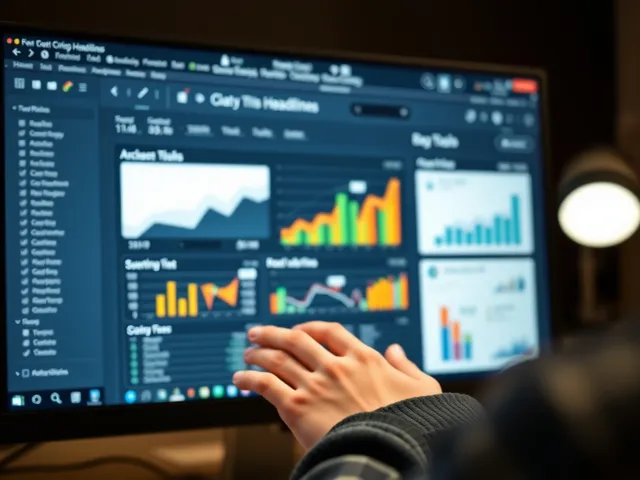 Pantalla de computadora con herramientas de análisis para títulos. Pantalla de computadora con herramientas de análisis para títulos.