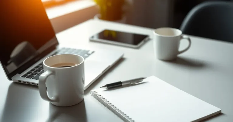 Espacio de trabajo moderno con laptop y cuaderno