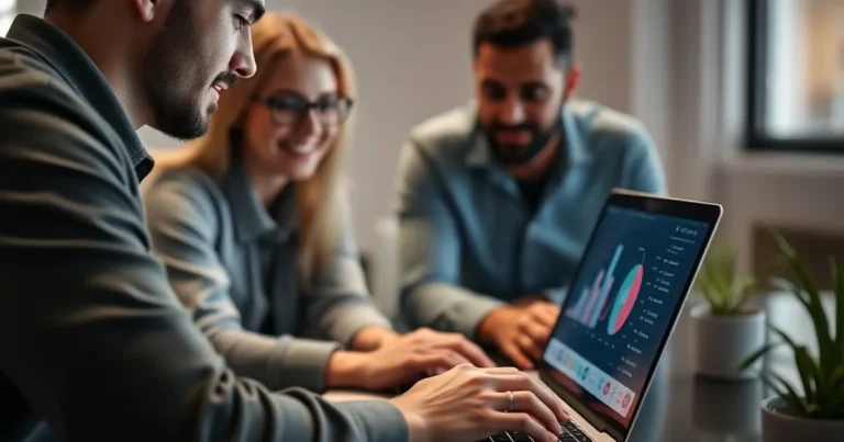 Equipo de marketing digital analizando el rendimiento de contenido