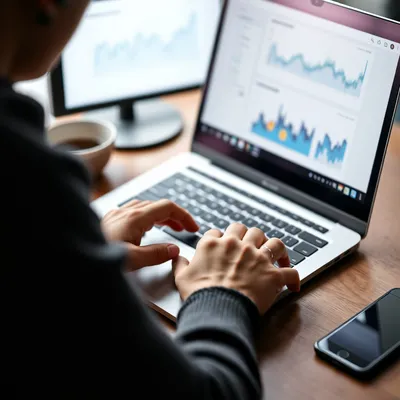 Persona optimizando contenido de blog en laptop