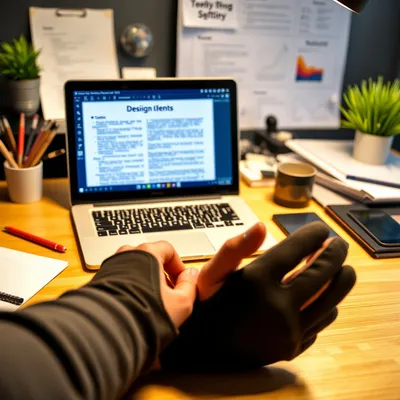 Espacio de trabajo con una computadora portatil mostrando una guía en PDF