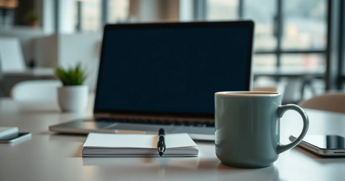 Espacio de trabajo moderno con laptop y cuaderno