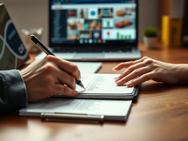 Persona escribiendo una lista de títulos para una tienda online. Persona escribiendo una lista de títulos para una tienda online.