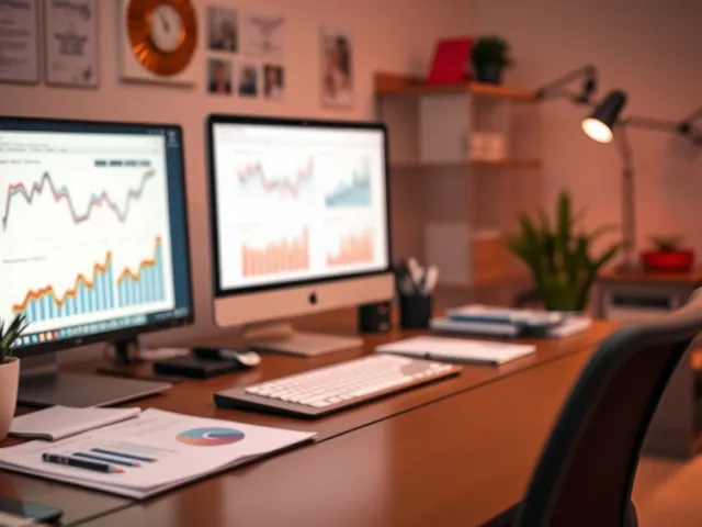 Espacio de trabajo de marketing online vibrante y profesional. Espacio de trabajo de marketing online vibrante y profesional.