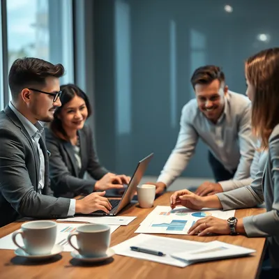 Equipo de negocio discutiendo estrategias