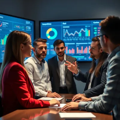 Equipo de negocios analizando métricas de rendimiento