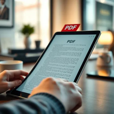Documento PDF bien diseñado en una tableta.