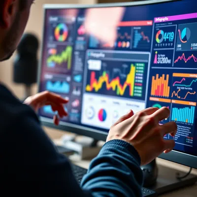 Persona creando una infografía atractiva en la computadora