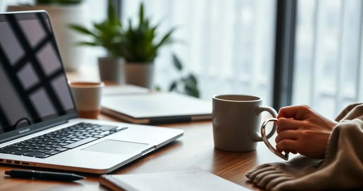 Espacio de trabajo moderno con laptop y cuaderno