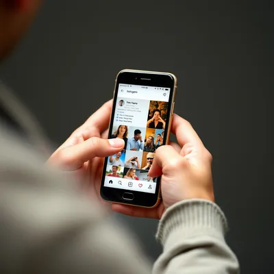 Persona interactuando con Instagram en su smartphone